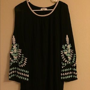 Black dress with detailed sleeves